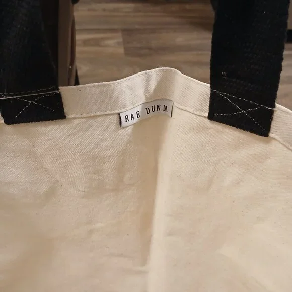 NWT Rae Dunn Large Canvas Cotton Tote - Picture 4 of 4